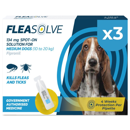 Fleasolve Spot On Medium Dog x3 Flea Treatment