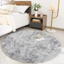(120 x 120 cm (4ft x 4ft), Silver) Thick Large Shaggy Rugs for Living Room Nonslip Area Rug Soft Fluffy Bedroom Carpets