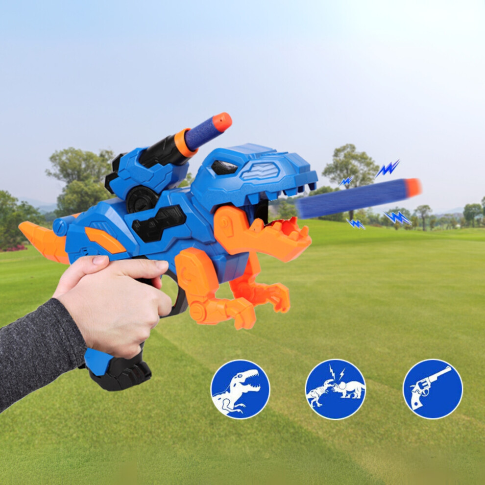 Alivio Dinosaur Game Blaster Gun With Soft Foam Darts & Targets Blue