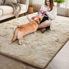(160 x 230 cm (5ft 3 in x 7ft 7in), Cream) Thick Large Shaggy Rugs for Living Room Nonslip Area Rug Soft Fluffy Bedroom Carpets