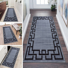 (80x150 cm- Large Runner Rug) Printed Grey Rugs Non Slip Area Carpets Runner Mat