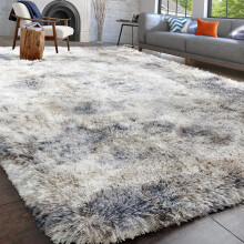 (200 x 290 cm (6ft 7in x 9ft 3in), Silver) Thick Large Shaggy Rugs for Living Room Nonslip Area Rug Soft Fluffy Bedroom Carpets