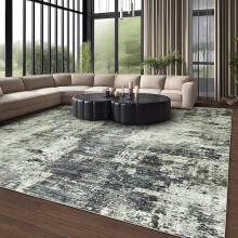 (240x320cm - Indoor/Outdoor Area Rug) Traditional Grey Abstract Cashmere Rug - Soft &amp; Modern Carpet
