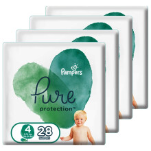 Pampers Pure Protection Dermatologically Tested Diapers|leak protection baby diapers - Size 4, 112 Diaper Count