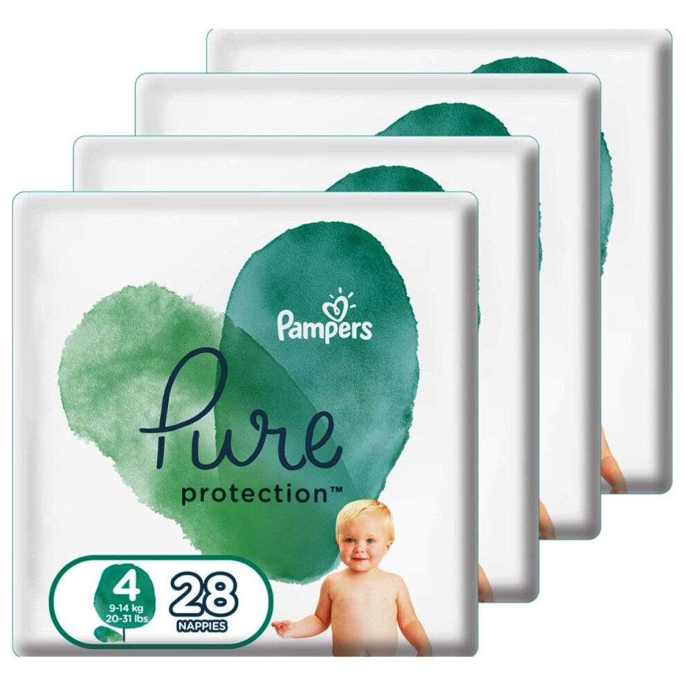 Pampers Pure Protection Dermatologically Tested Diapers|leak protection baby diapers - Size 4, 112 Diaper Count
