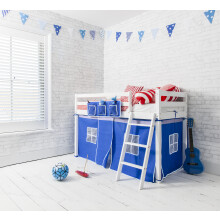 Ontario Cabin Bed Midsleeper Shorty with Blue Tent in Classic White
