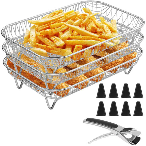 Airfryerrek Vierkant voor Oven 3-laags Stapelbare Dehydrator