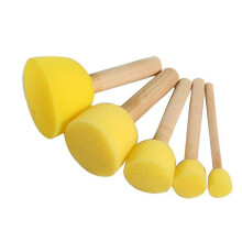 10-Piece Round Stencil Sponge Foam Brush Set with Wooden Handles for Kids DIY Painting Crafts and Art Projects