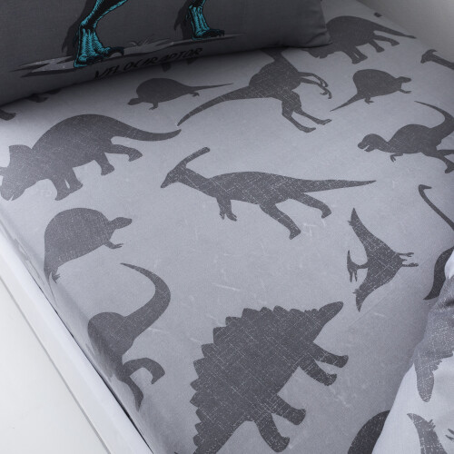 Kids Printed Polycotton Fitted Sheet - Dino Friends
