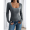 Vierkante hals geribbelde basic tiener grijs XXL 5