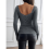 Vierkante hals geribbelde basic tiener grijs XXL 10