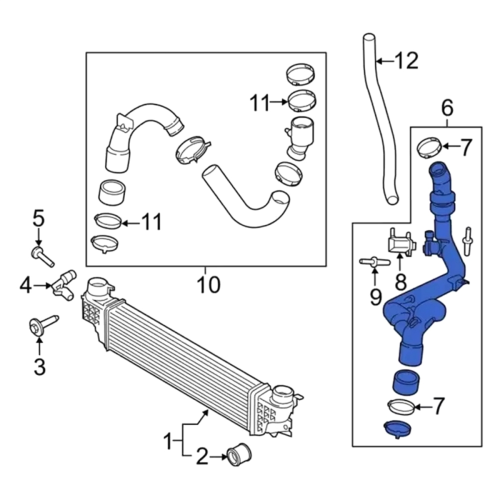 Intercooler szívócső turbófeltöltős hűtőcső 2