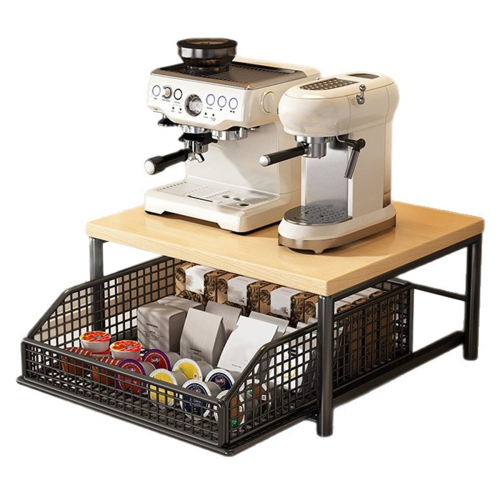 Space-Saving Kitchen Countertop Organizer with Drawer Black 2