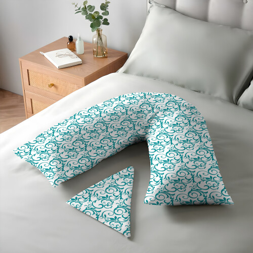 (Pattern 6) Printed V Pillow Cases Covers Polycotton Head Back Neck Maternity Support74x34cm