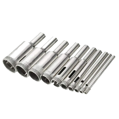 Set di punte diamantate per trapano 10 pezzi Modello 3-18 mm Argento 1