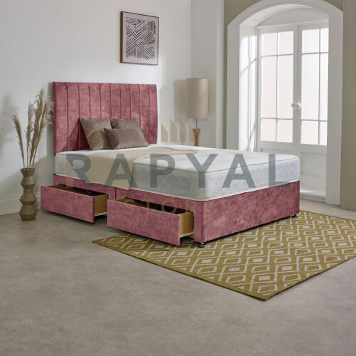 (3ft, 2 Drawers Same Side, Pink) Vegas Divan Bed with Memory Mattress and Headboard