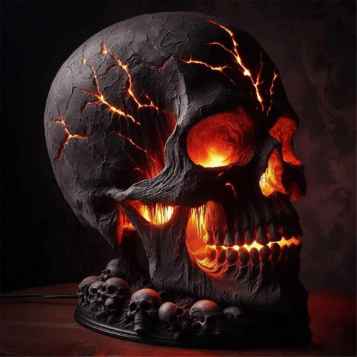 Skull Flame Table Lamp,Halloween Decorative Lamp 2