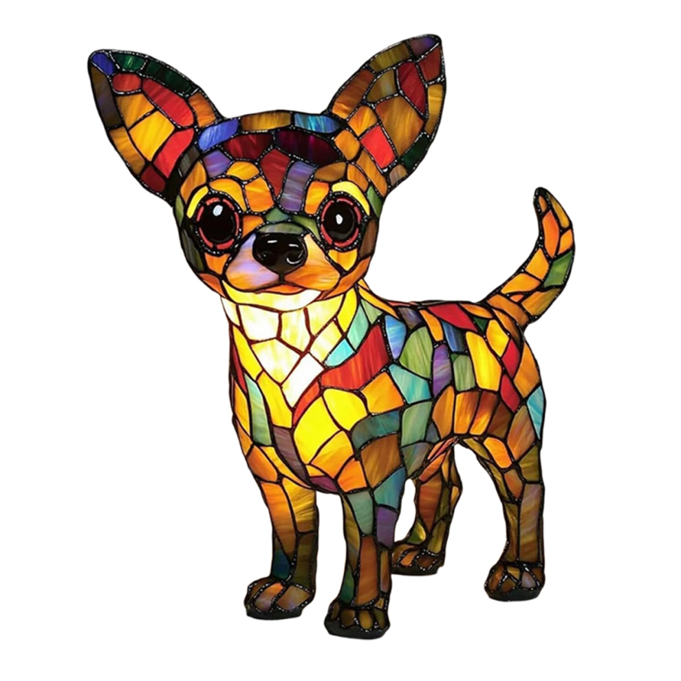 Kepptory Chihuahua Lamps - Retro Dogs Stained Resin Tabletop Night Light