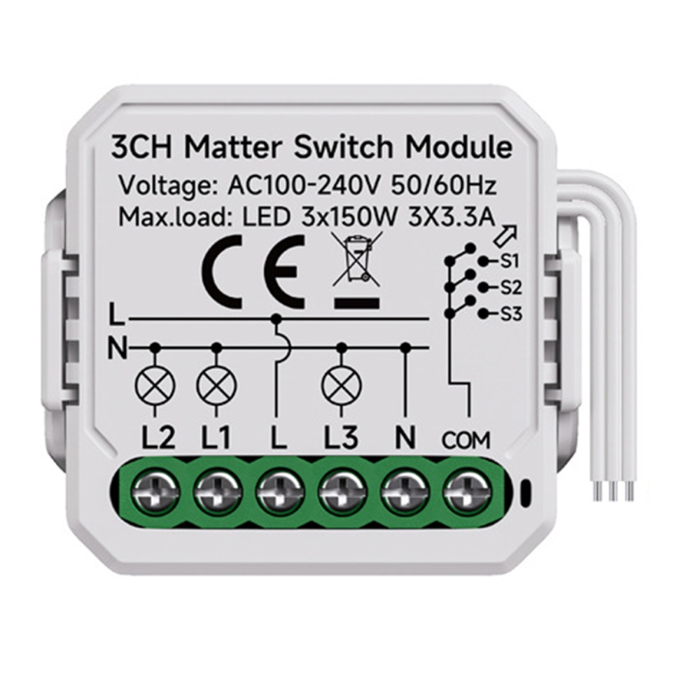3 Gang Matter Wifi Switch Module Smart Home Relay Breaker 3Ch 4852324222486