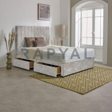 (5ft, 2 Drawers Same Side, Silver) Vegas Divan Bed with Memory Mattress and Headboard