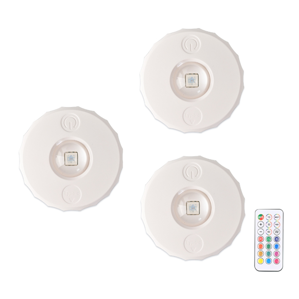 Puck Lights Led Rgb SzabáLyozható SzekréNy Alatti ViláGíTáS TáViráNyíTóVal 3 Db-image