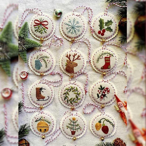 Jolly and Bright Hand Embroidery Ornaments Kit 2
