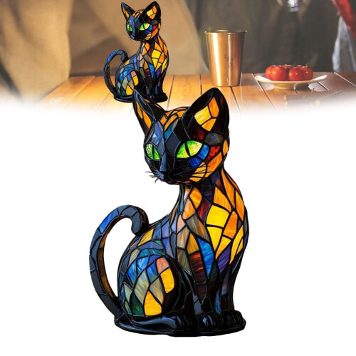 CAT for Night Stands Table Lamps, Stained Resin Tabletop Light