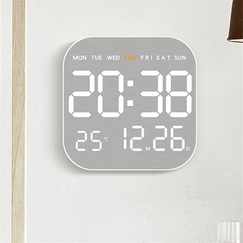 Electronic Wall Clock Wall-mounted Digital LED Clocks White 2