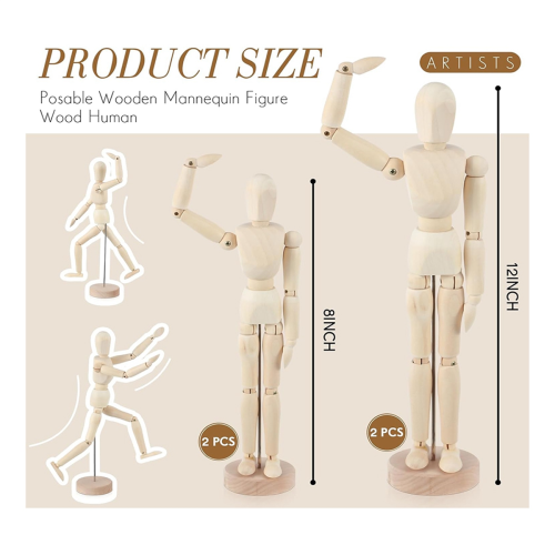 4 db-os állítható fa próbababa figura, fa embermodell rajz 2