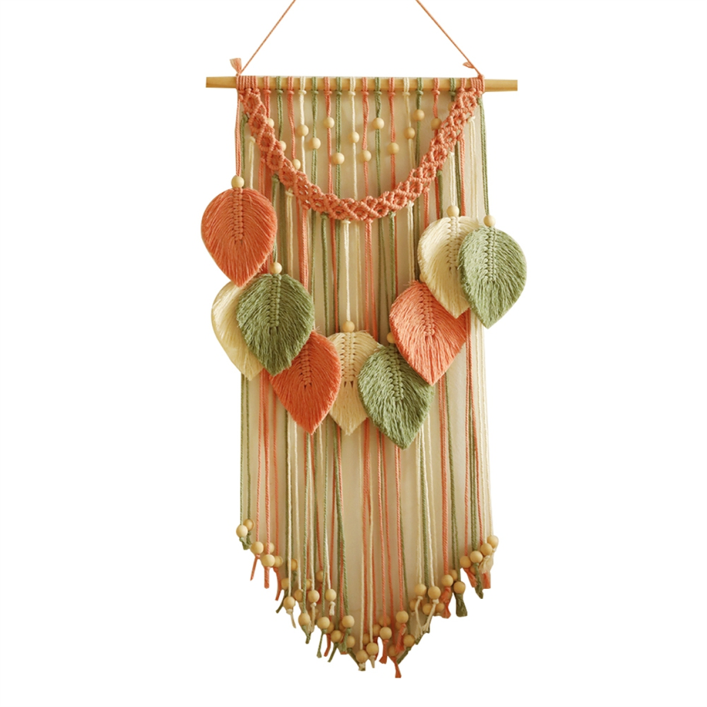 TöBbszíNű Levelek Gobelin Boho KéZzel SzőTt Makramé + FagyöNgyöK B-image