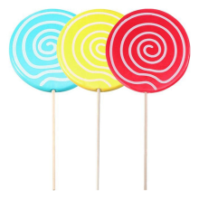 3 stuks gesimuleerde lolly-prop nepmodel, rood + blauw + geel