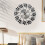 3D Wall Clock,Round Leaf Petals Metal Clock,Dial - Silver Black 6
