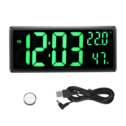 LED Digital Wall Clock, Large Digits Display,Indoor Office Green 2