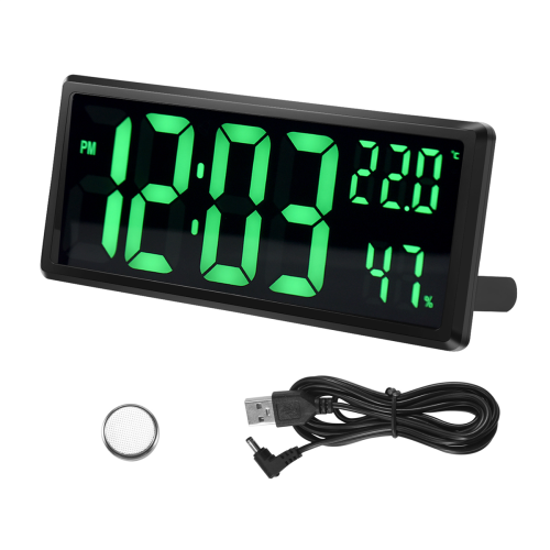 LED Digital Wall Clock, Large Digits Display,Indoor Office Green 1