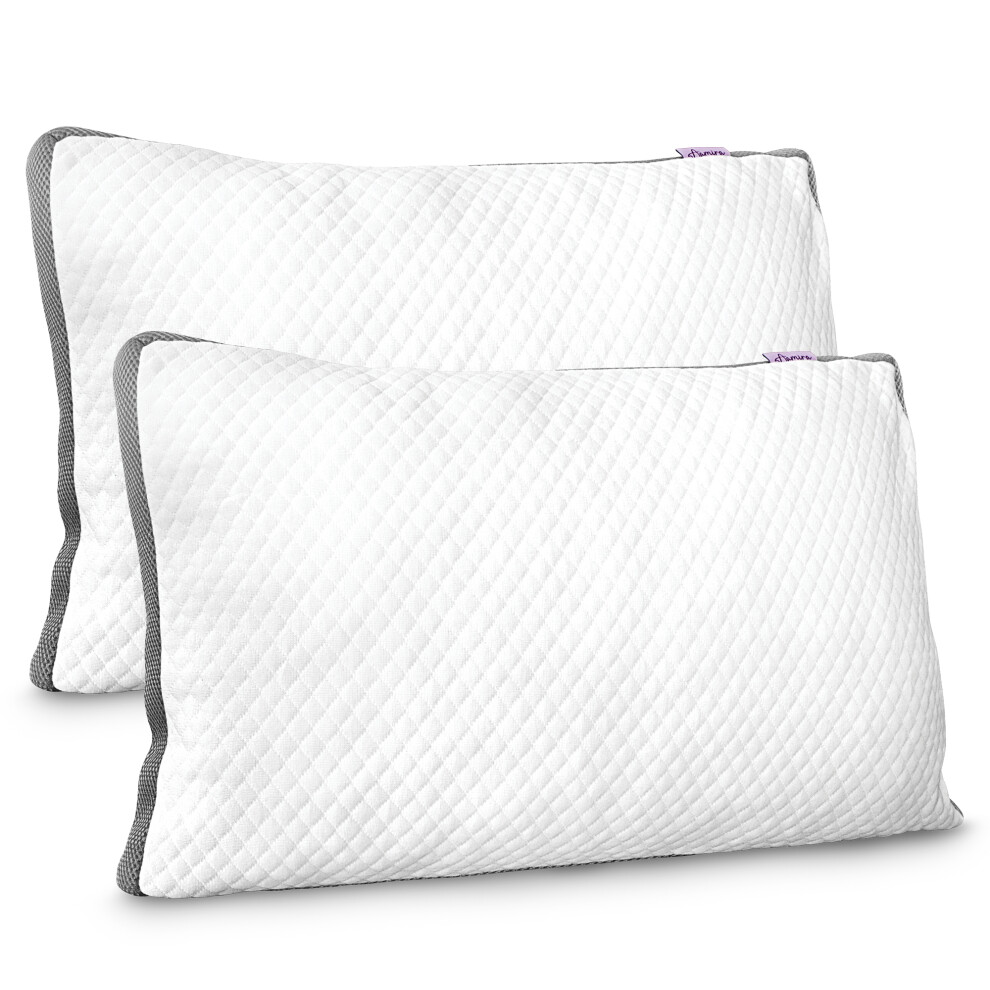 Aamira Luxury Shredded Memory Foam Bed Pillow 70X45cm, Orthopaedic Neck Back & Side Support, Bamboo Washable Cover