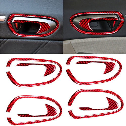 4PC Red Carbon Inner Door Handle Sticker Trim for 2006-2011 8Th 2