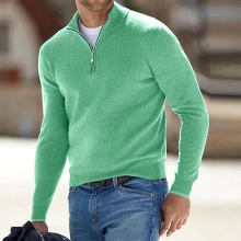 (2XL)Men Sweaters Half Zipper High Quality Knitted Sweaters Winter Hot