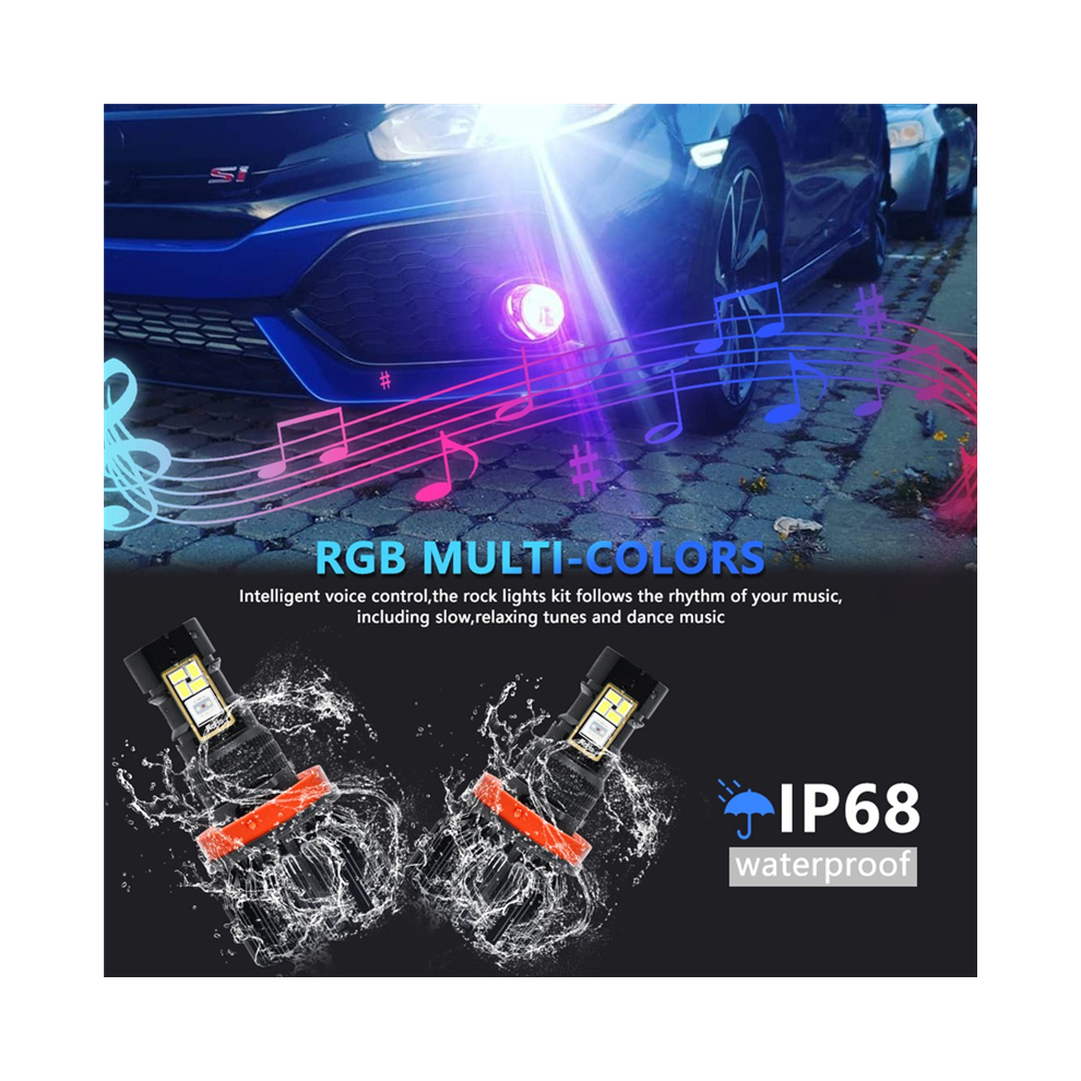 Car Led Rgb Head App Control Multi Colors Fog S,H8 H9 H11 Light 4851405288731