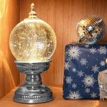 Christmas Snow Globe Lamp Warm White Reflective Sparkles Sensory Lights Snow Globe Lamp Bedside Table Lamp for Bedroom Night Light Mood Lighting for