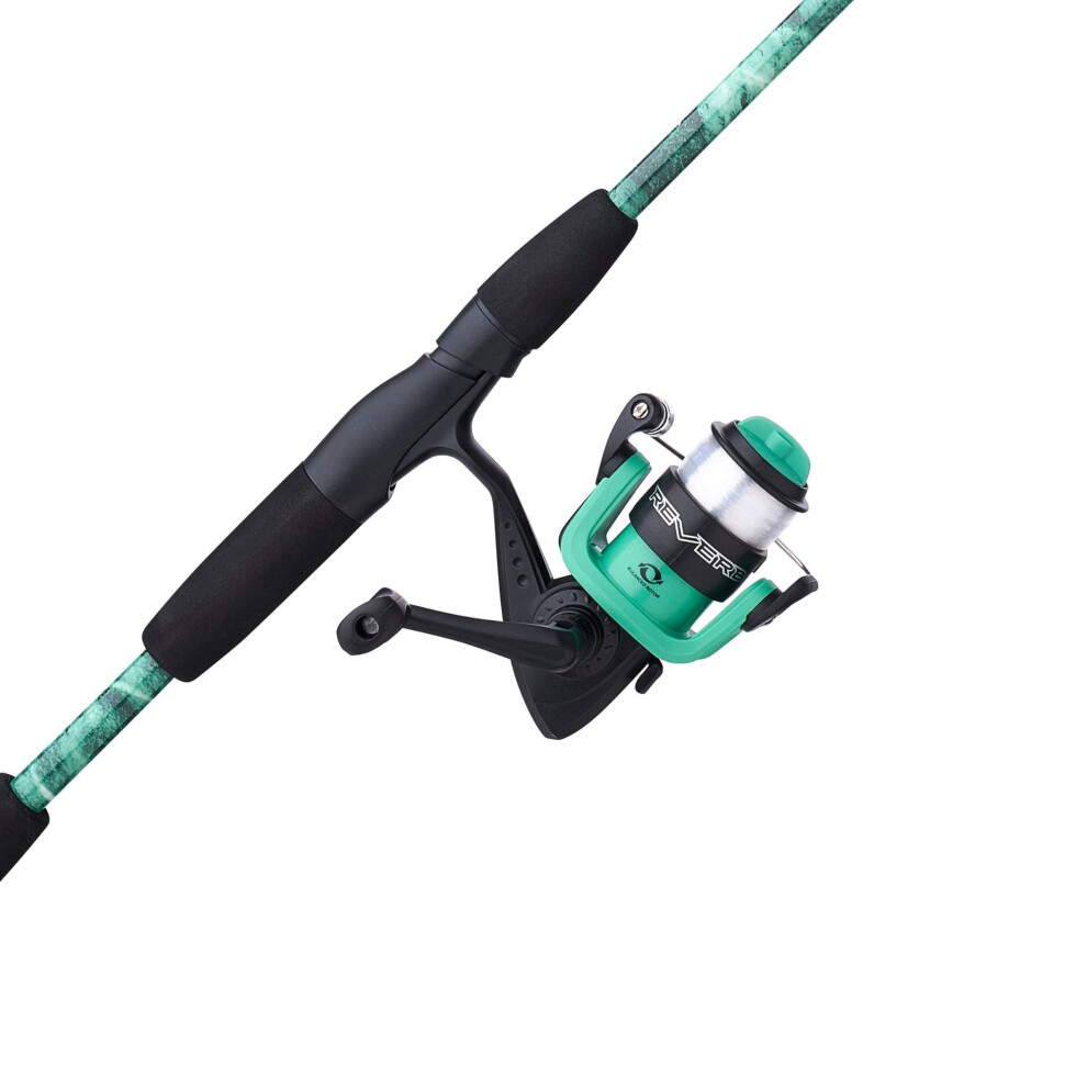 Shakespeare Reverb Spinning Reel and Fishing Rod Combo 5'6" 2-Piece Rod, Durable Tubular Glass Rod Blank Construction, EVA Handle