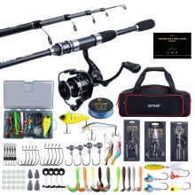 Goture Telescopic Fishing Rod and Reel Combo, Telescopic Fishing Pole & 9+1 Spinning Reels with 900D Oxford Carrier Bag, Travel Fishing Rod Combo