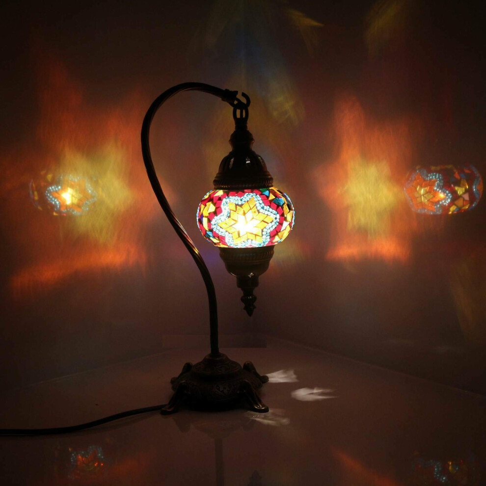 ENVA Turkish Moroccan Style Handmade Tiffany Multicolor Mosaic Lamp Swan Neck Desk Table Lamp Light-image-OPC-PJQF6Y8-NEW