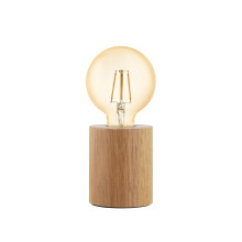 Eglo Table lamp Turialdo, Vintage Bedside lamp, Living Room and Bedroom Lighting, Natural Wood, FSC Certified, lamp with Switch, E27 Socket