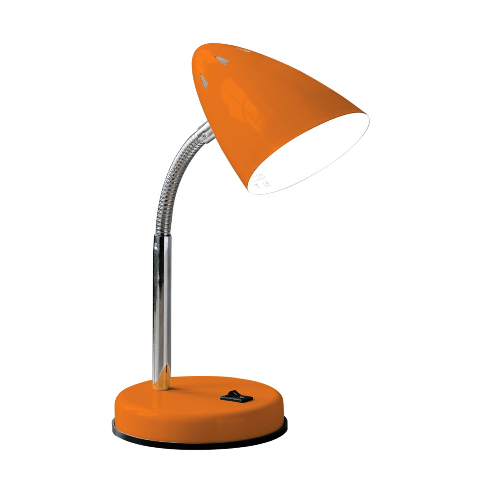 Premier Desk Lamp Colour Gloss Chrome Flexible Stem New Attractive Design Orange