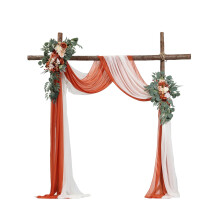 VEVOR Kit Fiori Artificiali per Arco Nuziale Kit Fiori per Arco Nuziale Arancione con Tende (Confezione da 4) - 2 Pezzi Composizione Floreale 2 P
