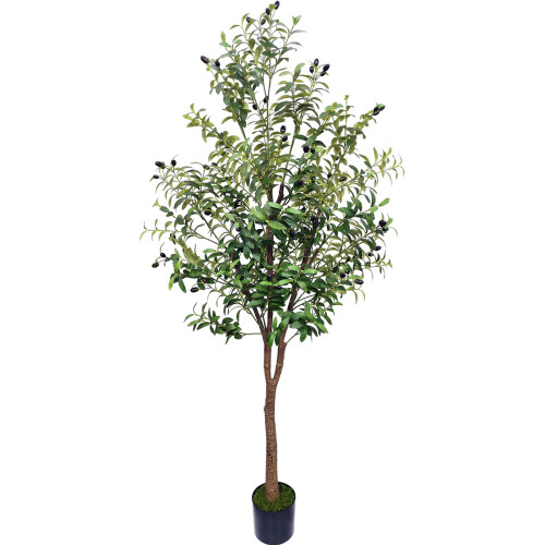 6FT Artificial Olive Tree Tall Faux Silk Plant with Lifelike Olive ...
