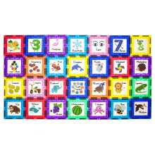 PicassoTiles Magnetic Building Blocks with Tiles and 28pcEducational Artwork Graphic Click-in Inserts Magnet Construction Toy Set STEM Learning Kit