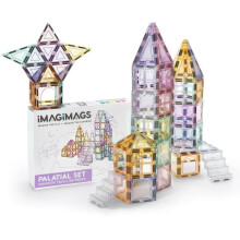 IMAGIMAGS Magnetic Building Tiles, 108 Piece Palatial Set for Boys Girls Kids, Pastel Magnetic Tiles Activity Building Block Toddler Toys, STEM,