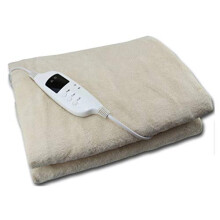 Electric Heated Throw Cream Over Under Blanket Fleece Bed Washable Soft Mattress