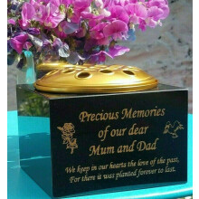 Solid Black Granite Memorial Vase Flower Holder Personalised Any Wording